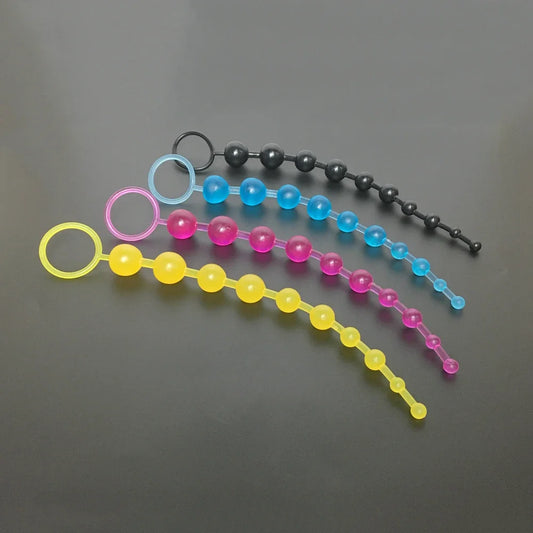 2021 New Soft Rubber Anal Plug Beads Long Orgasm Vagina Clit Pull Ring Ball Butt Toys Stimulator Sex Toys For Adults Women