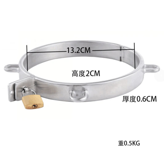 304 Stainless Steel Lockable Neck Collar With 4 Rings Metal Choking Restraint Bondage Slave SM Sex Toys For Couple BDSM