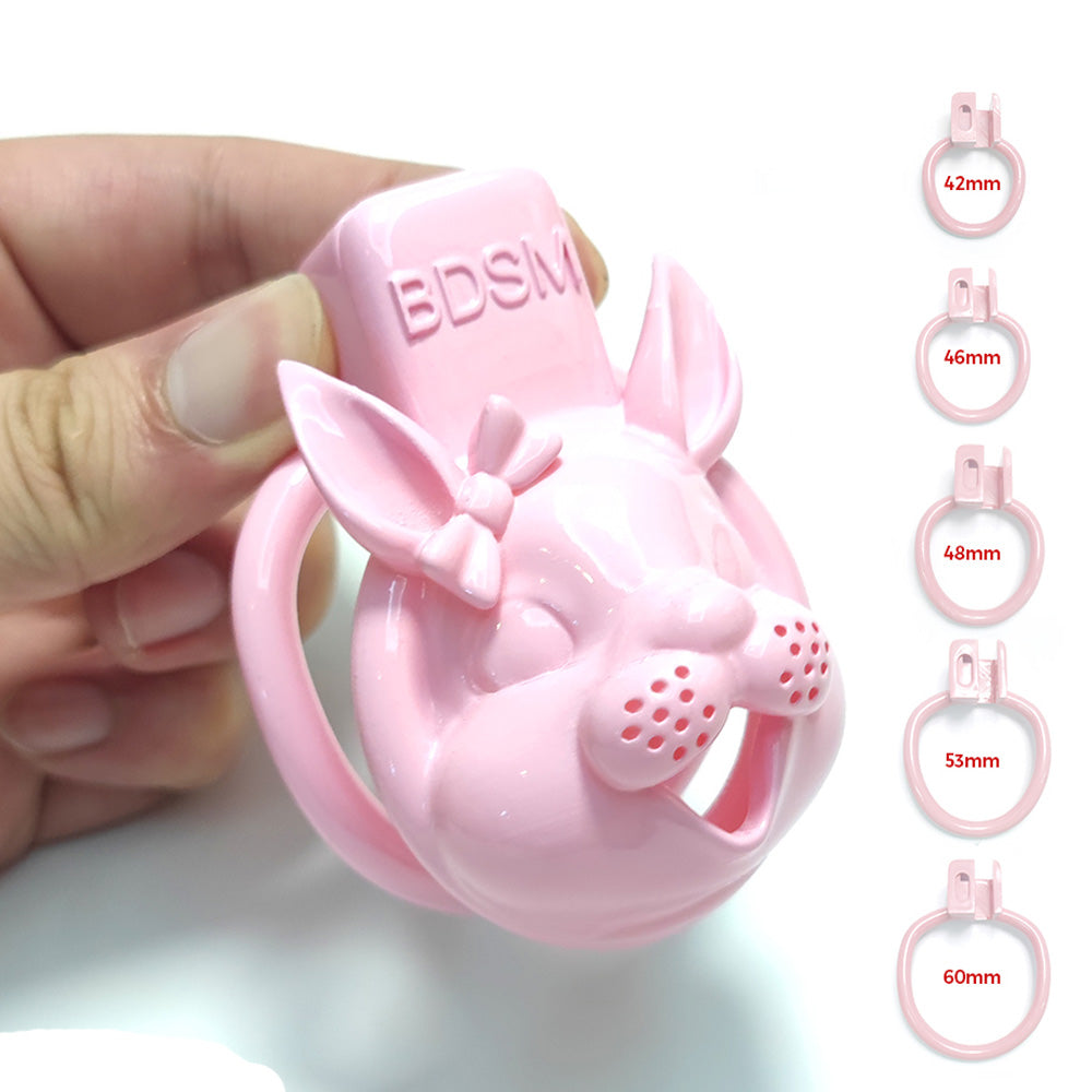 Pink Cute Rabbit Chastity Cage with Stealth Lock Ring – GXLOCK Store