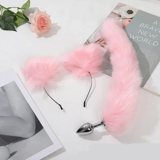 Anal Sex Toys Fox Tail Butt Plug Set With Hairpin Anal Kit Anal Butplug Tail Prostate Massager Plug BDSM Couples Cosplay