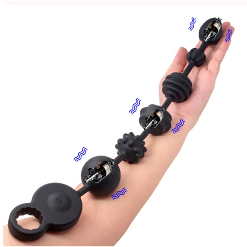 Anal Stimulator Ball Beads Butt Plug 3 Motors Powerful Vibrating Masturbation Adult Sex Toys Products for Women Men Gay Couple