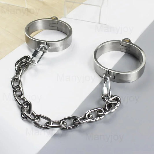 BDSM Bondage Stainless Steel Handcuff Wrist Metal Cuffs Binding Bolt Lock Gay Slave Restraints Sex Toys for Female Male