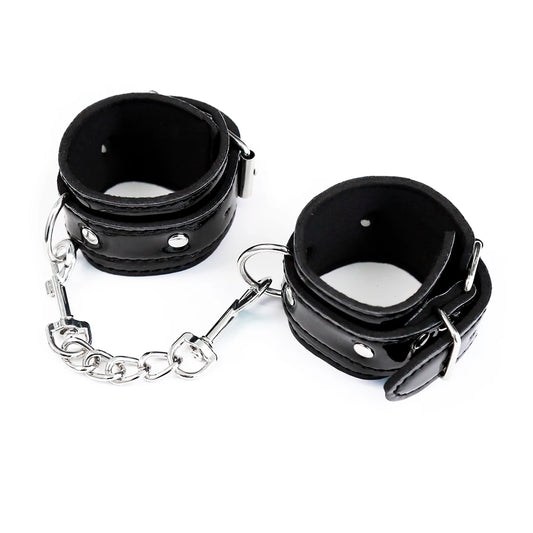 Binding Shackles Padded PU Leather Handcuffs Chain Connected Adult Games Bondage Restraints BDSM Sex Toys For Couple