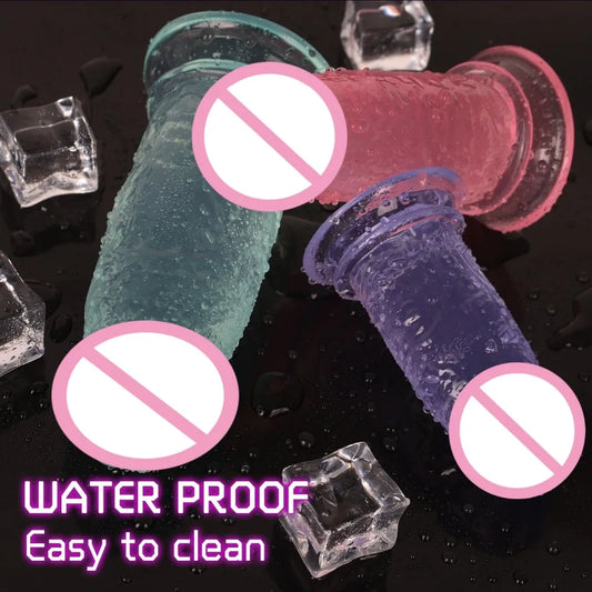 Colored Crystal Anal Plug Adult Toys 1set Short Thick Female Dildo G Spot Vagina Clitoris Stimulator Female Masturbator Sex Toys