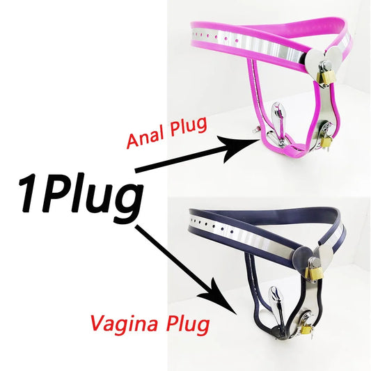 Heart Type Female Chastity Belt Panties BDSM Bondage Metal Chastity Device with Anal Vagina Plug Invisible Sex Toys for Woman