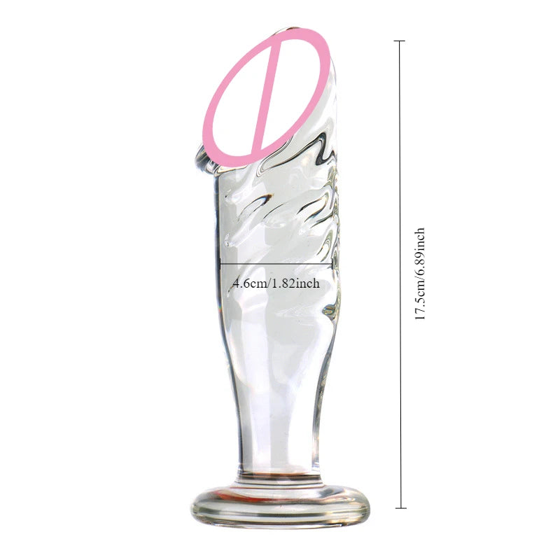 Large Dildo Shaped Fake Penis Masturbator Crystal Glass Material Adult Sex Toys Simulated Penis Female Masturbator Glass Penis