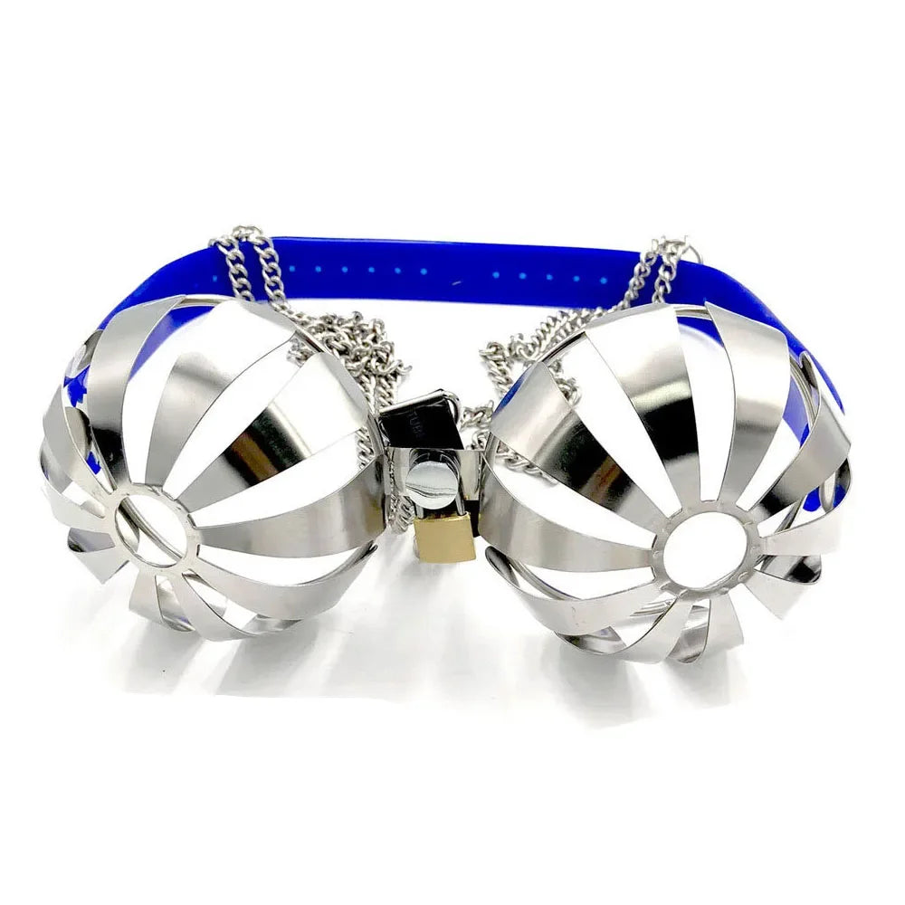 Latest Female Adjustable Stainless Steel Hollow Bra Chastity Belt Bra Device Adult Bondage BDSM Cosplay Sex Toys for Women 18+