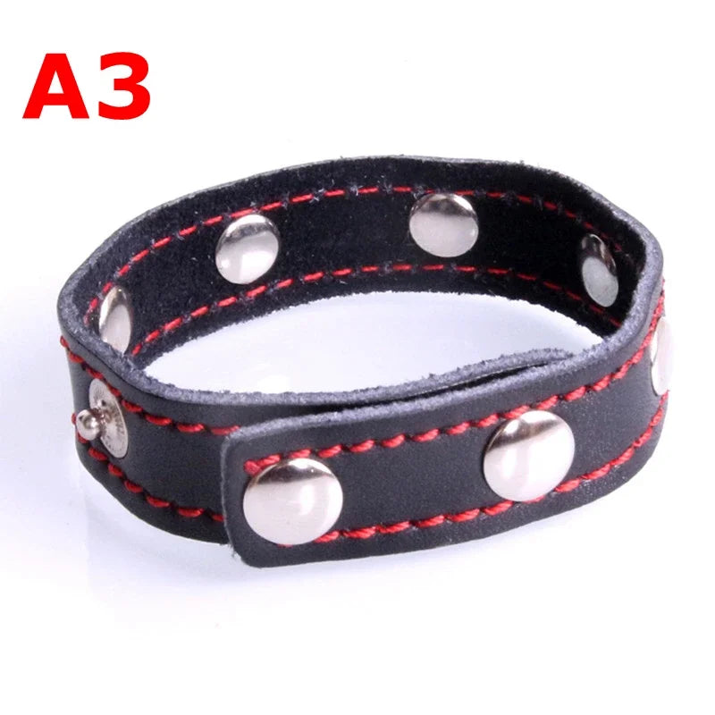 Leather Penis Ring BDSM Testis Bondage Restraints Adult Supplies Cock Ring Long Chain Nipple Clamps Attached BDSM Toys For Men
