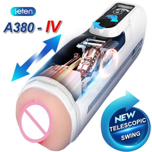 Leten A380-IV Automatic Piston Telescopicswing Male Masturbator Heating Vagina Pocket Moaning Masturbation Cup Sex Toys For Men