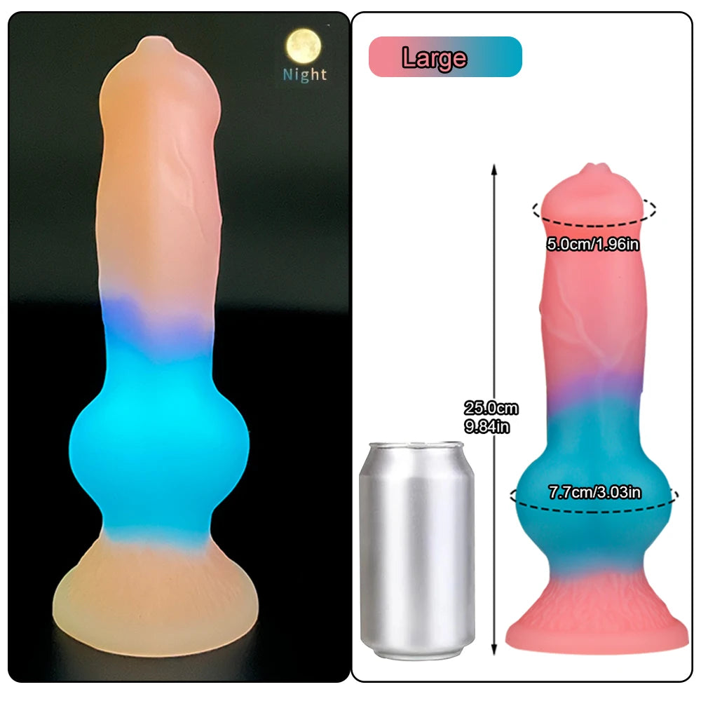 Luminous Dog Dildos Pink Realistic Dildo Animal Penis Sex Toy for Women G-Spot Massage Masturbator 18+ Cute Beautiful Anal Dildo