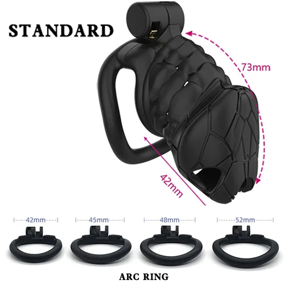 Male Chastity Cages Device With 4 Cock Rings Set Penis Cage Lock Trainer Bondage Belt Slave Sex Toy For Man