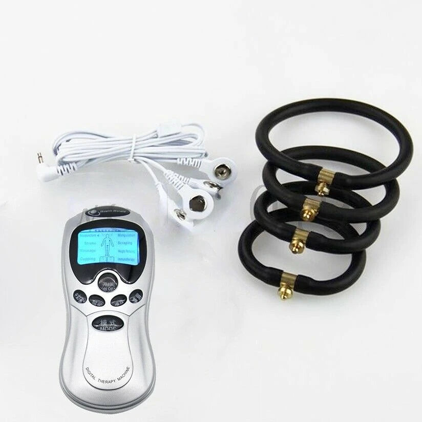 Male Electric shock Penis Therapy Ring Extender Host Pulse Device Bondage Body Male Cock Ring Medical Themed Stimulate Sex Toys
