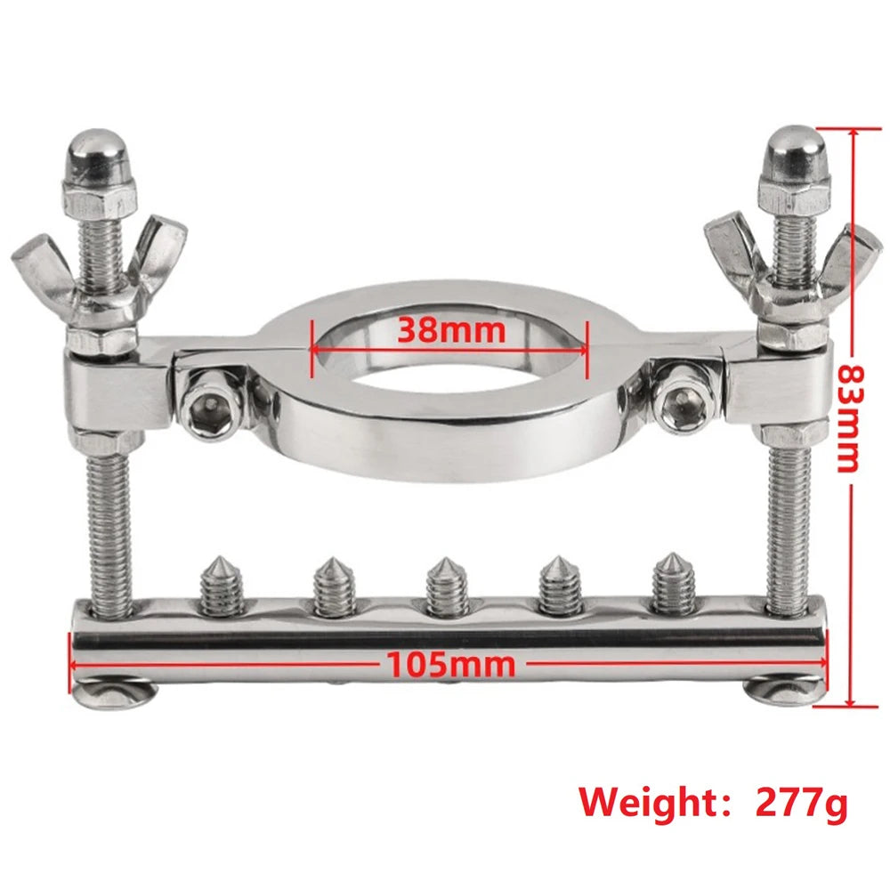 Male Stainless Steel Ball Stretcher Scrotum Metal Locking Hinged Penis Cock Ring Ball Crusher Weight Testicle CBT Sex Toy Man