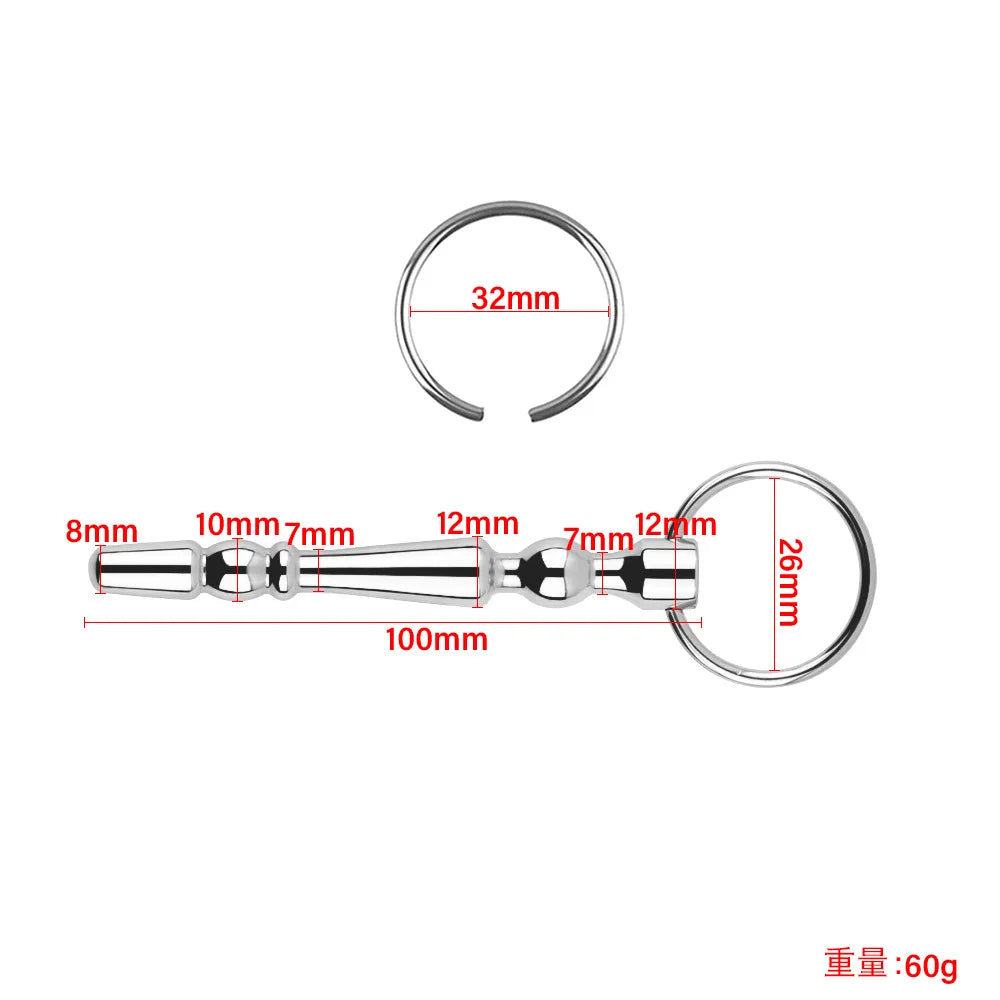 Male medical Stainless steel urethral dilator albert penis plug cock ring BDSM sex toy for man
