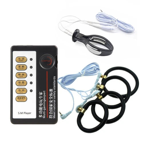 Manjoy Electro Shock Penis Ring Penis Stretcher Electrical Stimulation Physiotherapy Cock Rings Sex Tools for Male Masturbator