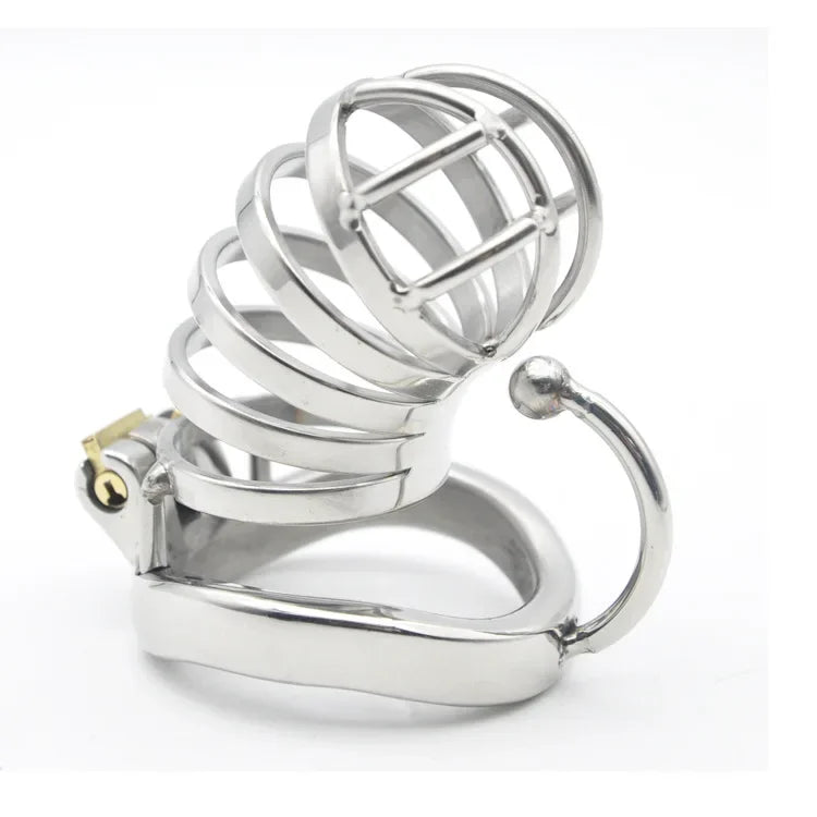 Manyjoy Stainless Steel Male Chastity Lock Device Hollow Breathable Cock Cage with Penis Spikes Ring BDSM Sex Toys For Men 18+