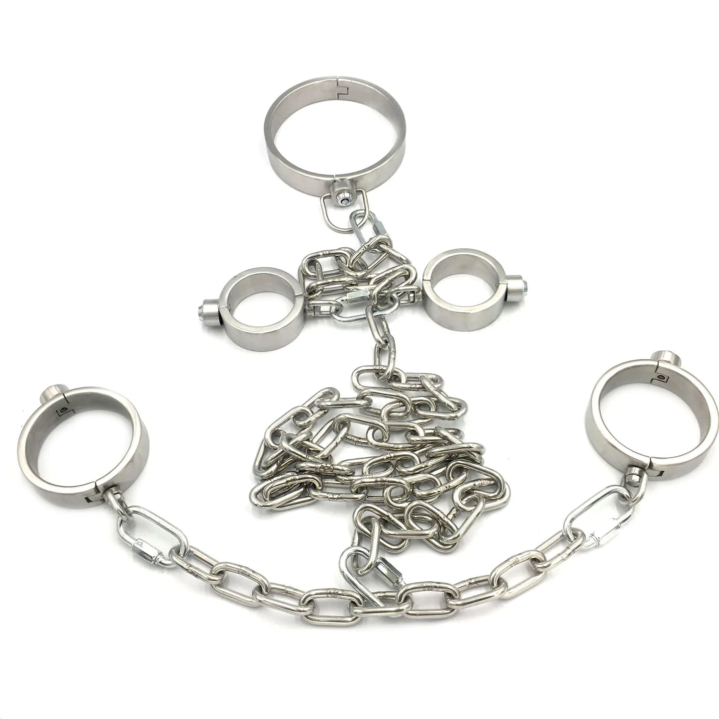 Metal Manacle Lockable Bondage Neck Collar Handcuffs Ankle Cuff Stainless Steel Restraints Kit BDSM Sex Toys for Couple