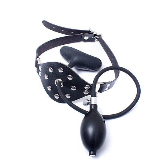 Mouth Gag Oral Fixation PU Leather Band Inflatable Adult Games Restraints Sex Toys for Couple Mouth Stuffed Flirting BDSM