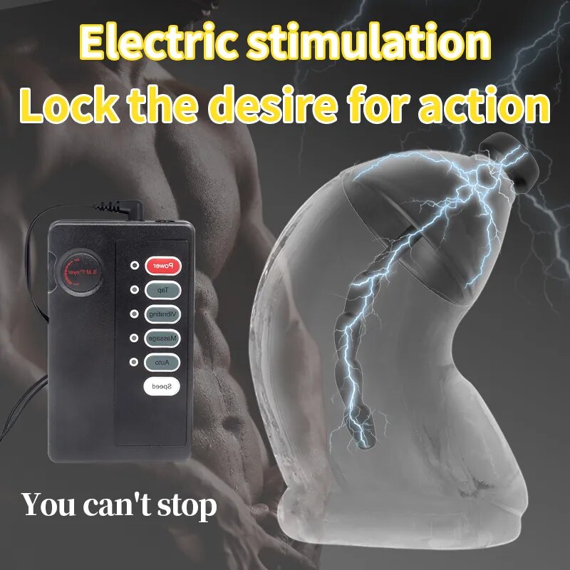 Electric Penis Stimulator Male Chastity Cage  GXLOCK Store