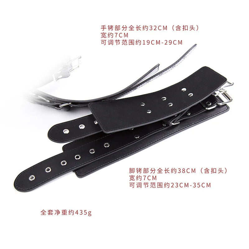 PU Leather Bondage Spreader Bar Hand Cuffs Ankle Thigh Cuffs Bondage Shackles open leg cuffs Erotic Sex Toys for Couple