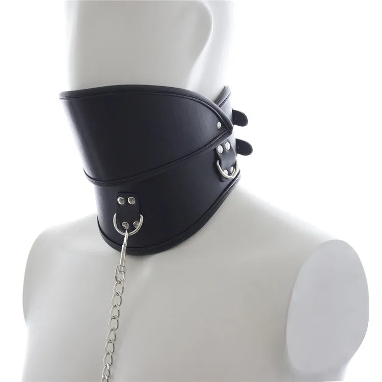 PU Leather Neck Collar Bondage Cover Mouth Restraints Head Mask Adjustable BDSM Neck Corset Harness for Women Adult Games