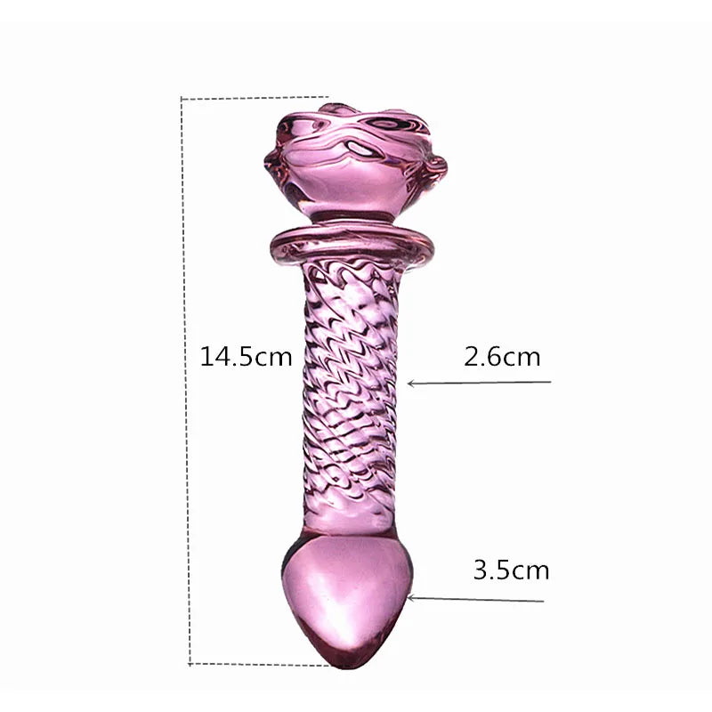 Pink Rose Glass Anal Plug Smooth Anal Beads Prostata Massage Glass Butt Plug Adult Sex Toys for Women Men Glass Dildo