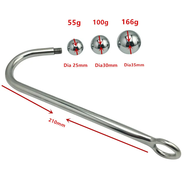 Small medium large round ball head choose metal anal hook butt plug dilator alluminum alloy prostate massager sex toy for male