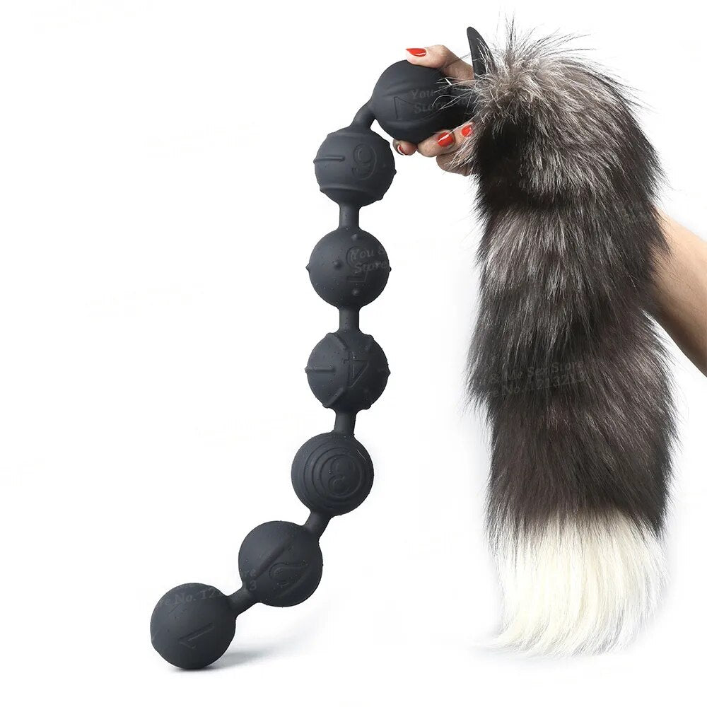 Super Long 7 Ball Anal Beads Plug Fox Tail Cosplay ButtPlug Separable –  GXLOCK Store