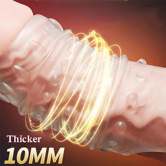 Transparent/Black Penis Extender Sleeve Reusable Condoms Penis Rings Enlargement Enhancer Delay Ejaculation Sex Toys for Men