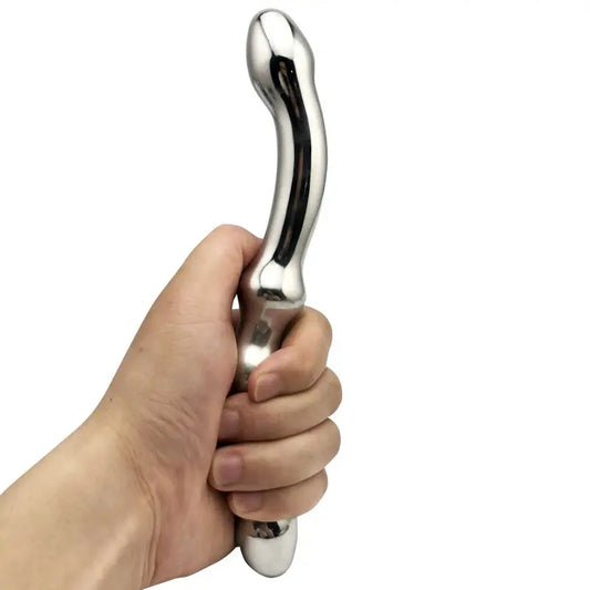 stainless steel double metal fake dildo G Spot anal beads plug P-spot prostate massager stick SM vaginal sex toy for woman