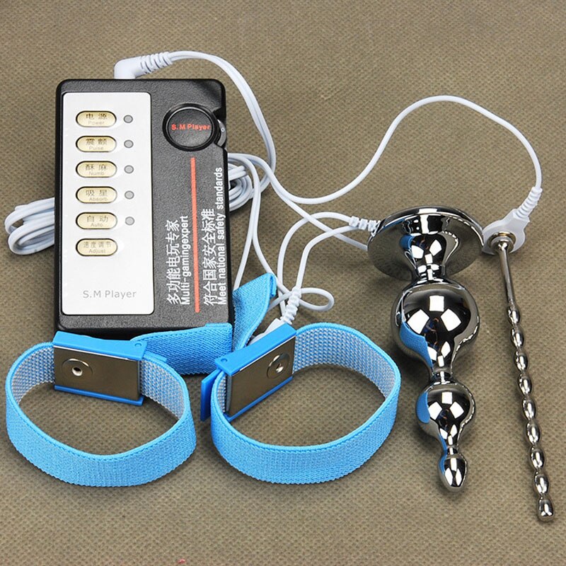 Electric Shock E-Stim Kit Device Therapy Plugg Urethral Sounds with  PenisRing