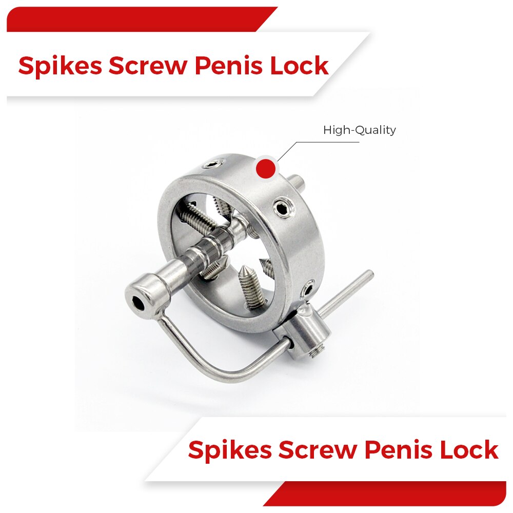 Spikes Screw Male Metal Chastity Cage