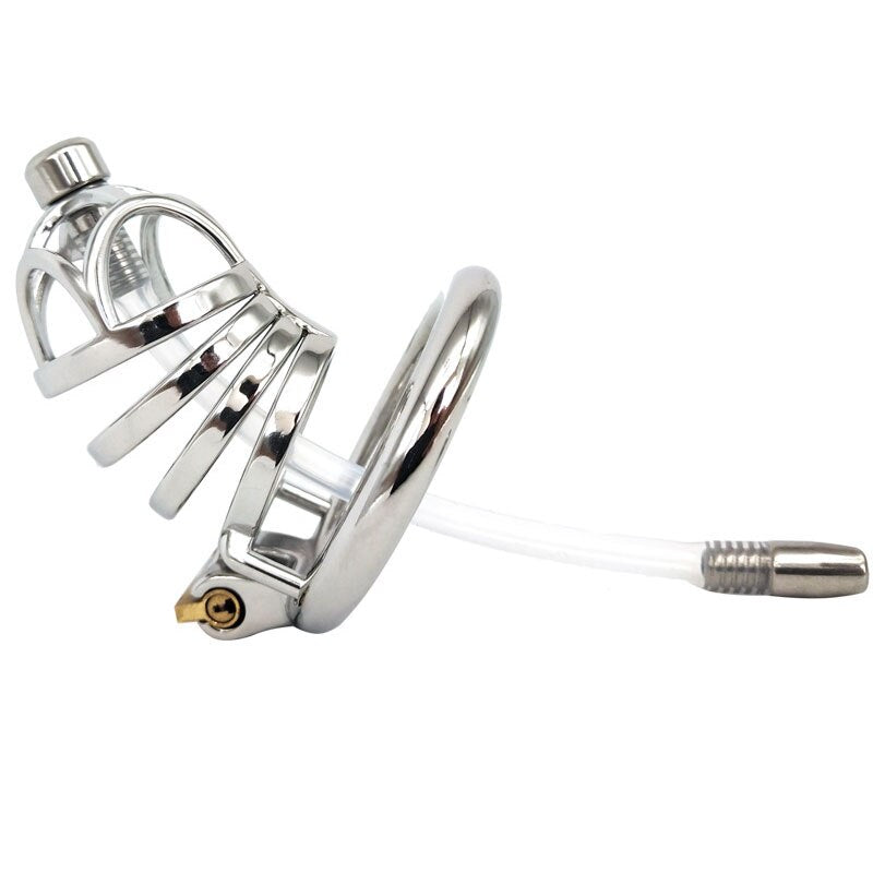 Metal Cbt Chastity Cage With Urethral Catheter