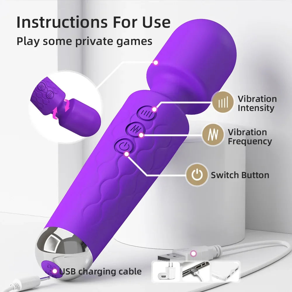 1 portable electric massage stick, 8-speed, 20 frequency, Sex Toys Vibrators