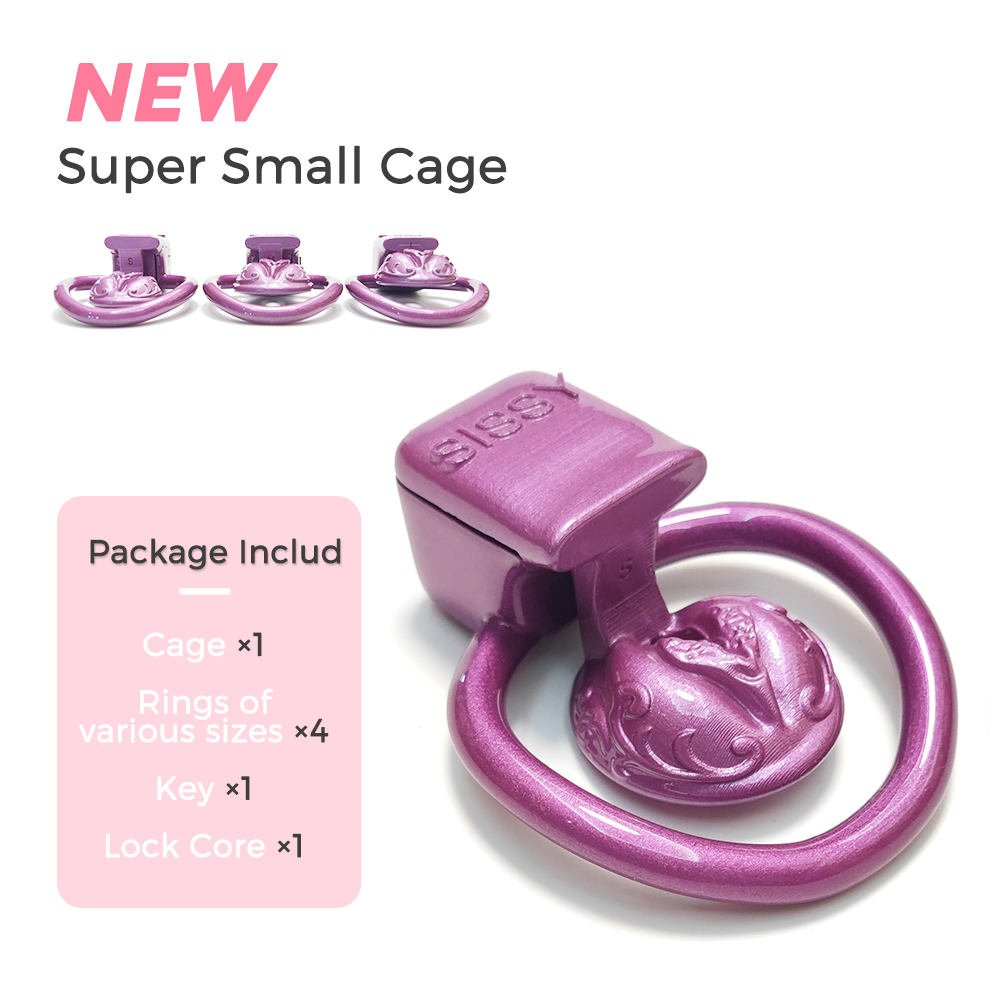 4Rings Purple CDTS Pussy Vaginal Small Chastity Cage