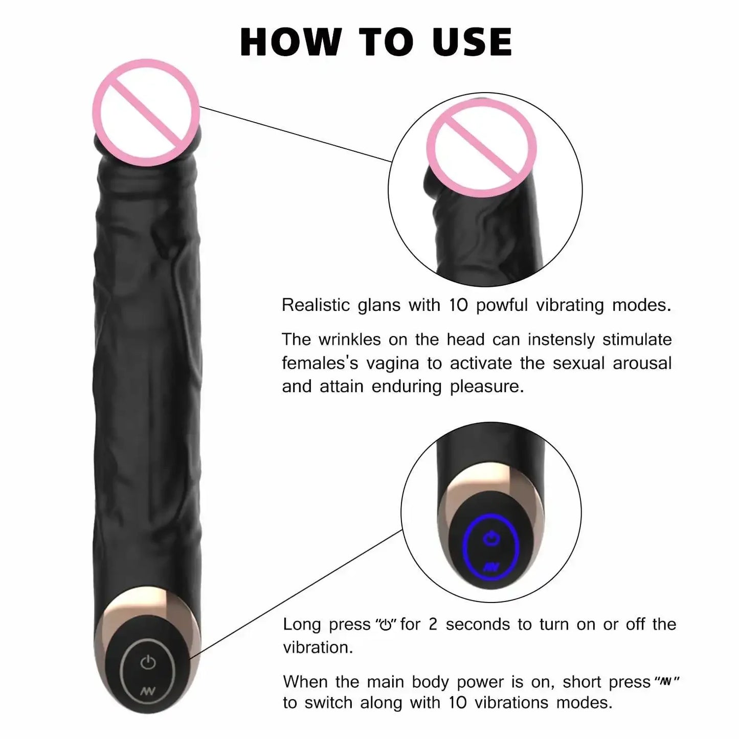 10 Modes Vibrator Dildo Soft Silicone Penis Power Motor G-spot Clitoral Stimulator Female Masturbator Erotic Sex Toys for Couple