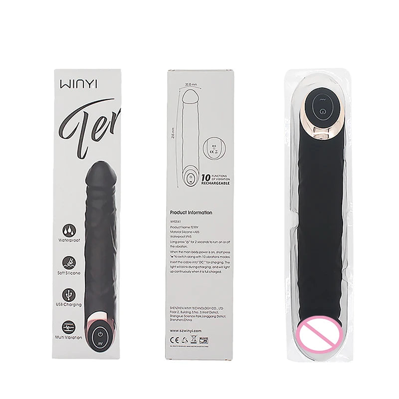 10 mode vibration Realistic Penis Black G-spot Dildo Vibrator Clitoral Stimulator Female Masturbator Massager Sex Toys for Women