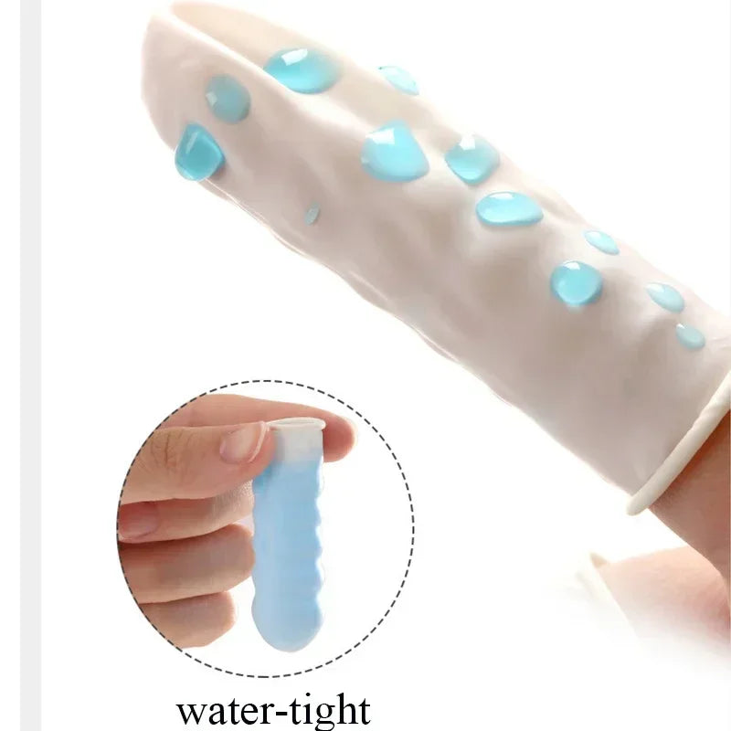 100PCS Disposable Finger Sleeves Clitoris Stimulate Penis Sleeve G Point Massage Reusable Condom Sex Toys For Woman Men