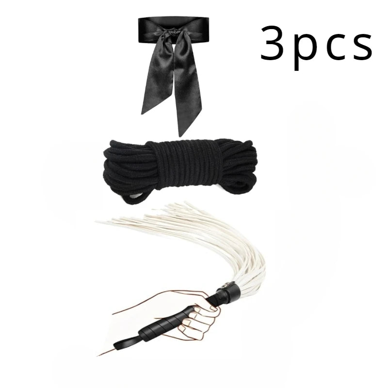 10M BDSM Rope Bondag Kit Restraints 3pcs/1set Couples Sex Toy Rope Silky Blindfold  Bondage Accessories SM Sexy Beginner Game