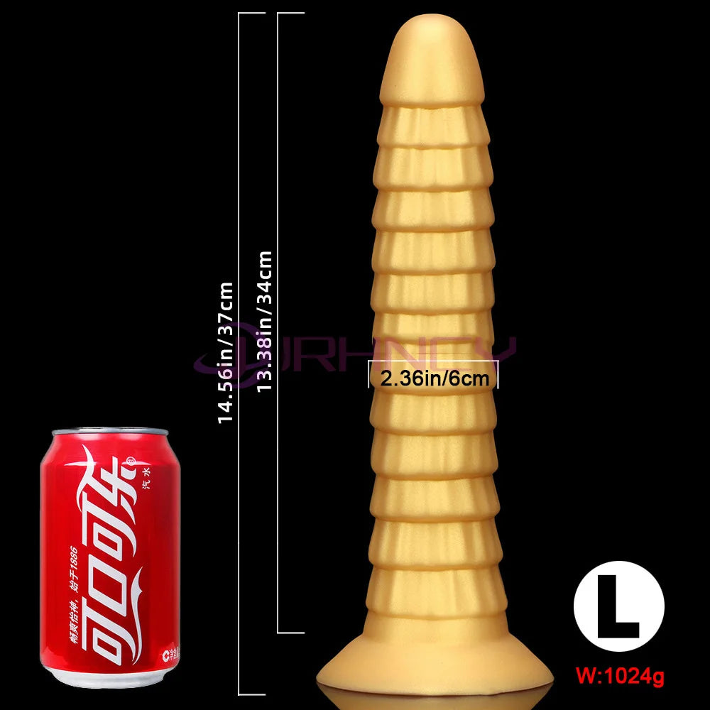 11cm Huge Anal Plug Gold Liquid Silicone Soft Buttplug with Suction Cup Huge Anal Toy Prostate Massage Men Women 18+ Adult Toys