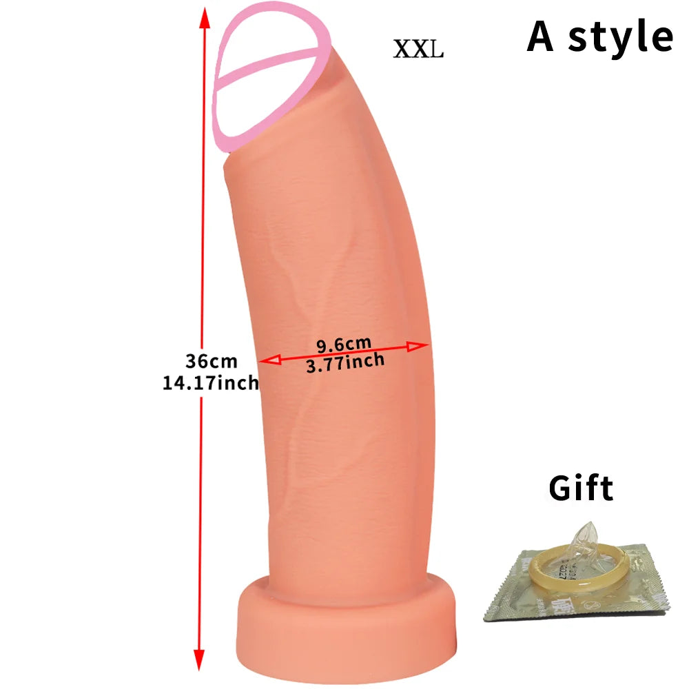 14.17inch Huge Dildo Silicone Realistic Penis Insertion Vaginal Massage G-spot Stimulating Orgasm Female Masturbation Big Dick