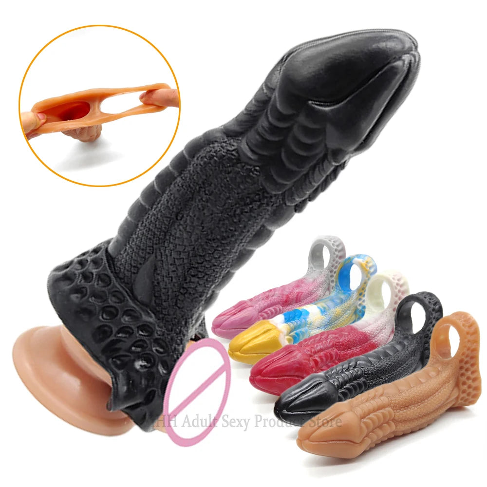 15/16/19 cm Silicone Penis Sleeve Soft Cock Extender Reusable Condoms Dick Enlargement Delay Ejaculation Adult Sexy Toys For Men