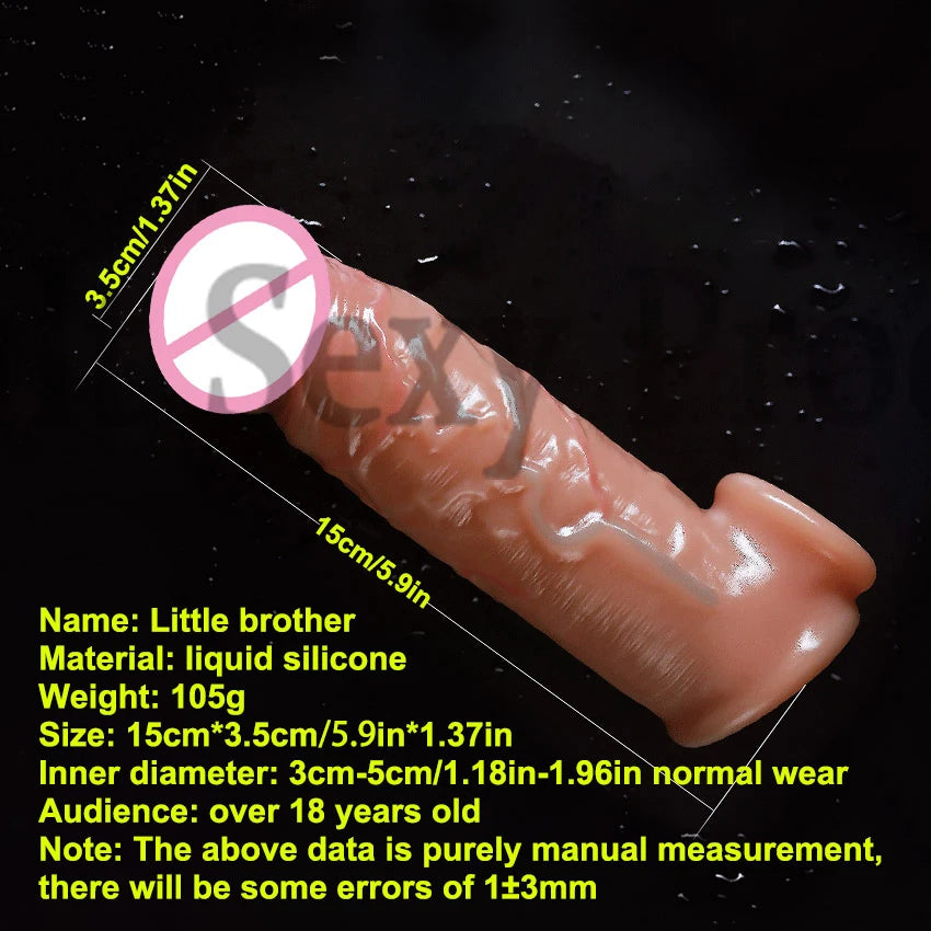 15/16/19 cm Silicone Penis Sleeve Soft Cock Extender Reusable Condoms Dick Enlargement Delay Ejaculation Adult Sexy Toys For Men