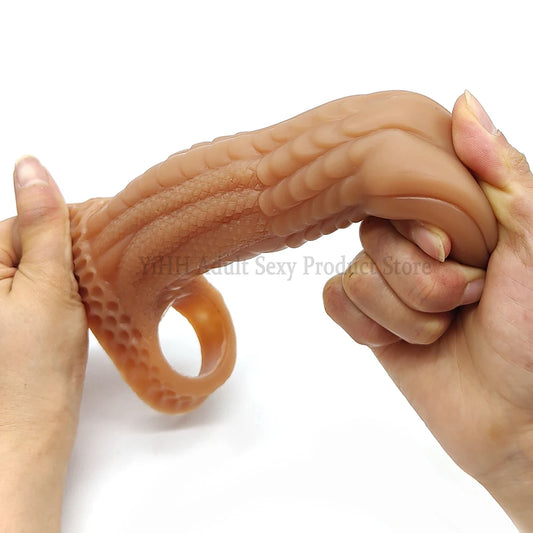 15/16/19 cm Silicone Penis Sleeve Soft Cock Extender Reusable Condoms Dick Enlargement Delay Ejaculation Adult Sexy Toys For Men