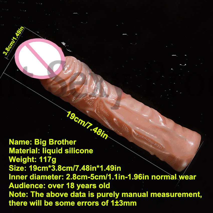 15/16/19 cm Silicone Penis Sleeve Soft Cock Extender Reusable Condoms Dick Enlargement Delay Ejaculation Adult Sexy Toys For Men