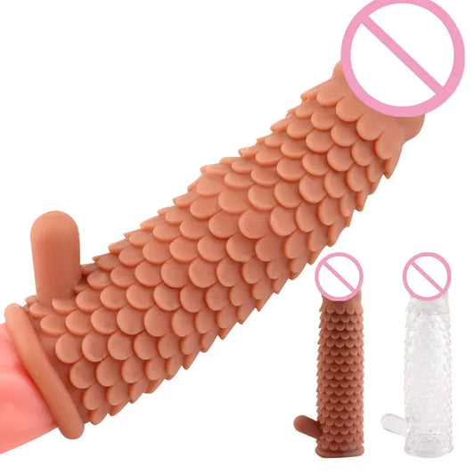 17CM Reusable Penis Sleeve Extender Condom Delay Ejaculation Cock Penis Dick Enlargement Sex Toys for Men Male Sex Product