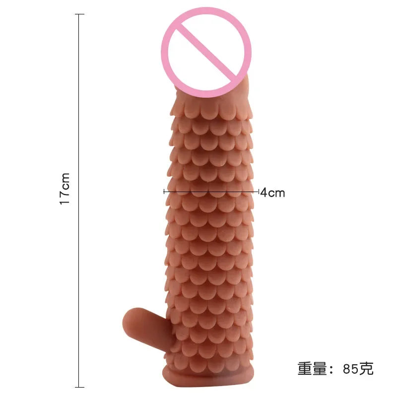 17CM Reusable Penis Sleeve Extender Condom Delay Ejaculation Cock Penis Dick Enlargement Sex Toys for Men Male Sex Product