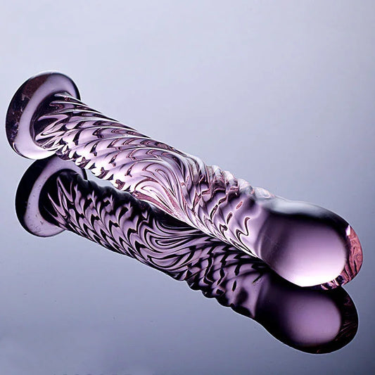 17cm Dildo Realistic Glass Crystal Dildo With suction cup Sex Toys for Woman/Lesbian Sex Toy  G-spot Orgasme massage stick