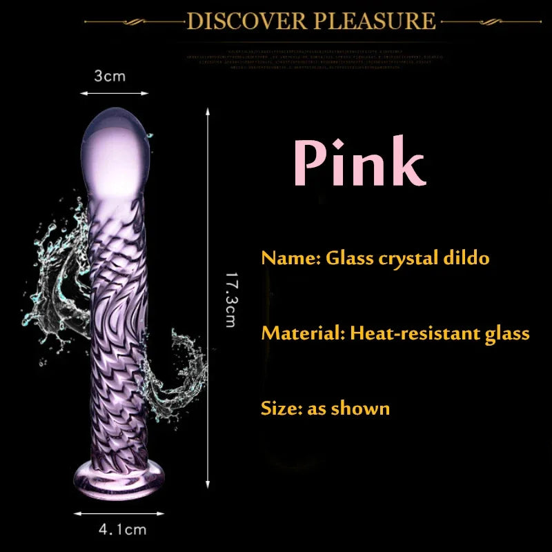 17cm Dildo Realistic Glass Crystal Dildo With suction cup Sex Toys for Woman/Lesbian Sex Toy  G-spot Orgasme massage stick