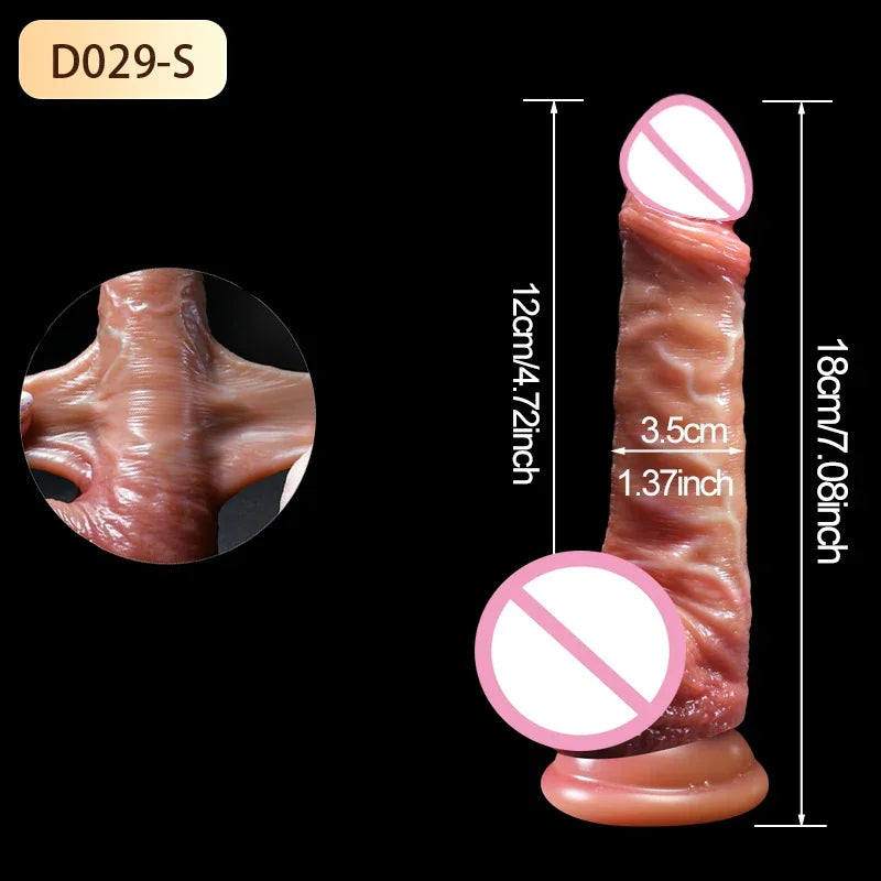 18/21CM Dildo Liquid Silicone Dildo With Skin Sliding Skin Strong Suction Cup Sex Toy For Women Men Gay Couples Adult Supplies